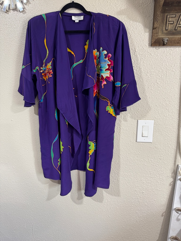 Yolanda Lavender Silk Top - Cardigan Rich Purple In Very Good Used Condition